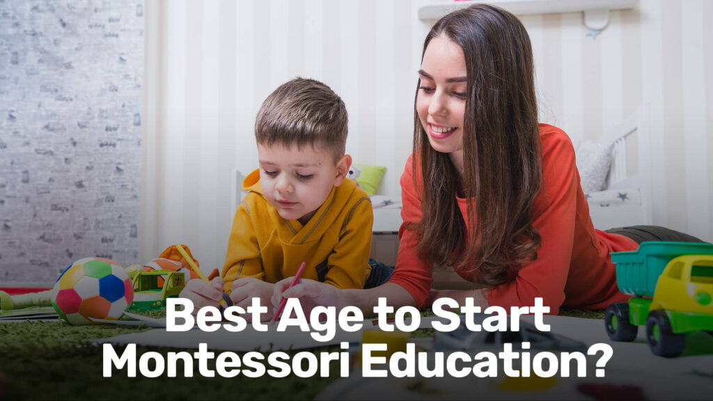 Toddler working with Montessori materials at age 2 in a prepared classroom environment