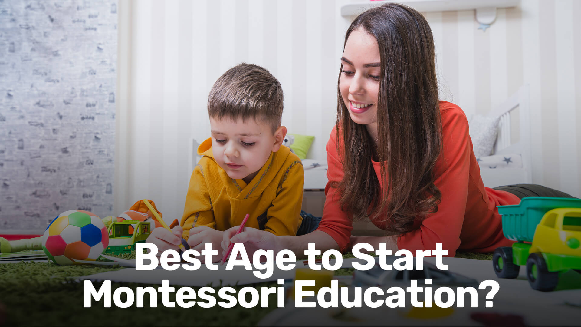 Toddler working with Montessori materials at age 2 in a prepared classroom environment