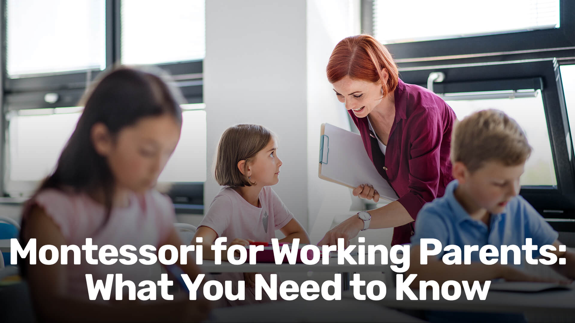 Working parent drop-off at Montessori preschool illustrating school programs for working families
